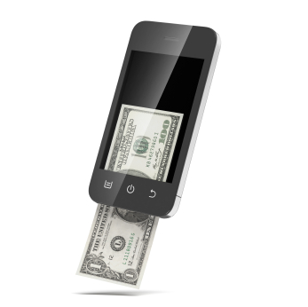 Modern mobile phone with hundred dollar