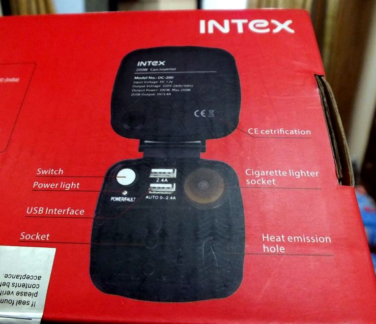 Intex DC-200 Car Interver(Charger) - Bottom side of box